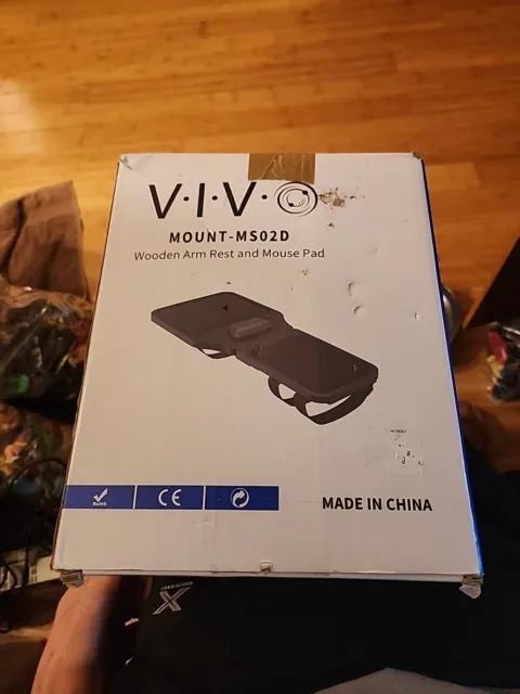 VIVO Black Universal Wooden Adjustable Arm Rest Mouse Pad w Security Straps MS02