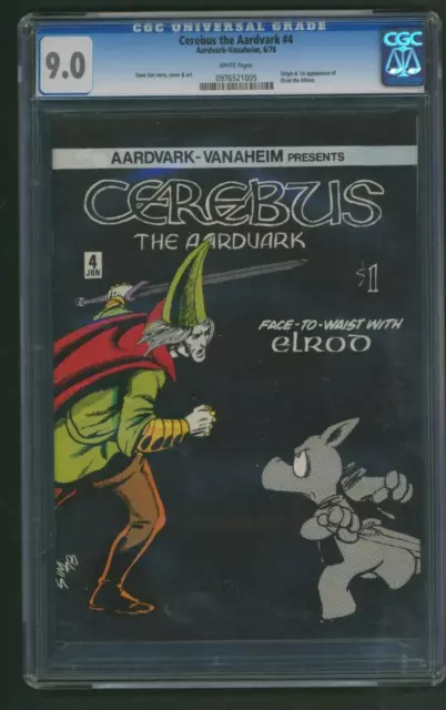 Cerebus the Aardvark #4 CGC 9.0 White Page 1978 1st Appearance Elrod Albino