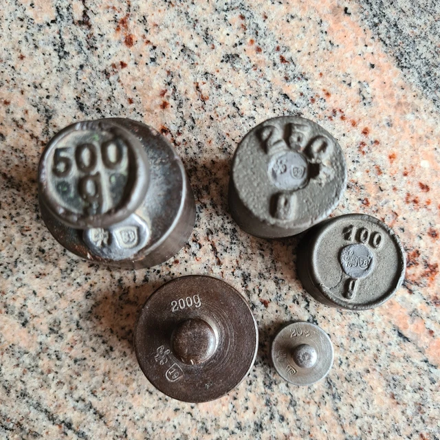 5 alte Gewichte*Gewichtssteine*mit Eichstempel*Punzen*
