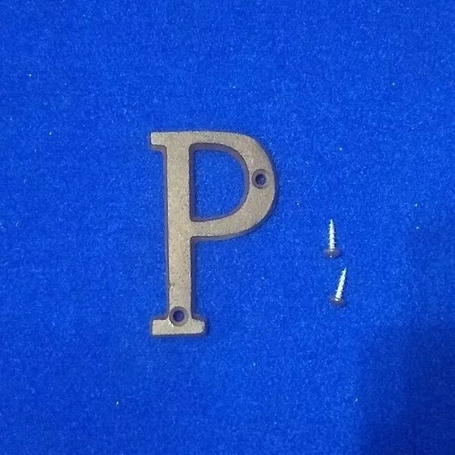 Letters P  Cast Iron Rustic Look Brown 3 inch Screws House Barn Gate Wall Decore
