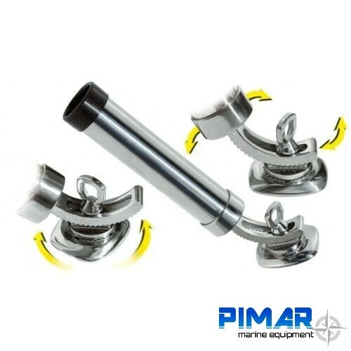 Portacanne Orientabile In Acciaio Inox 316 Fissaggio 4 Viti Base Mm.89X55 Barca