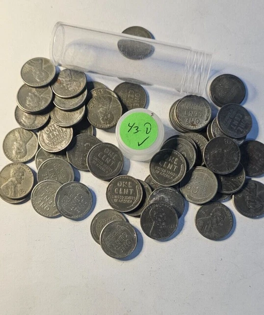 1943-D Steel Lincoln Wheat Penny Roll 50 Coins Good-Fine-We Combine Ship