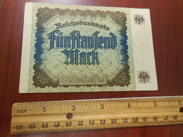 1922 German Five Thousand (5000) Mark Bank Note "Lot N"