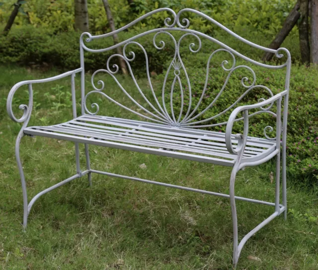 Garden Bench Seat Patio Furniture Foldable Metal Vintage Antique Outdoor