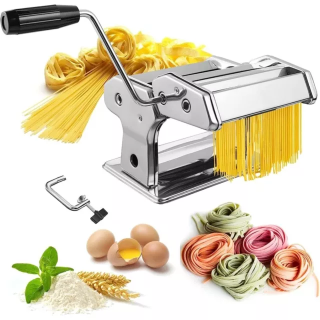 Nudelmaschine Edelstahl Manuell Pastamaker Pastamaschine Lasagne Spaghetti Pasta