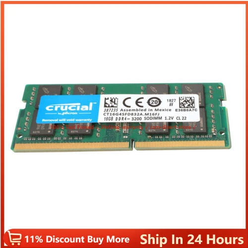 Barrette RAM Crucial DDR4 16 Go 3200 MHz SODIMM Pour PC Portable - PC4-25600 - Neuve