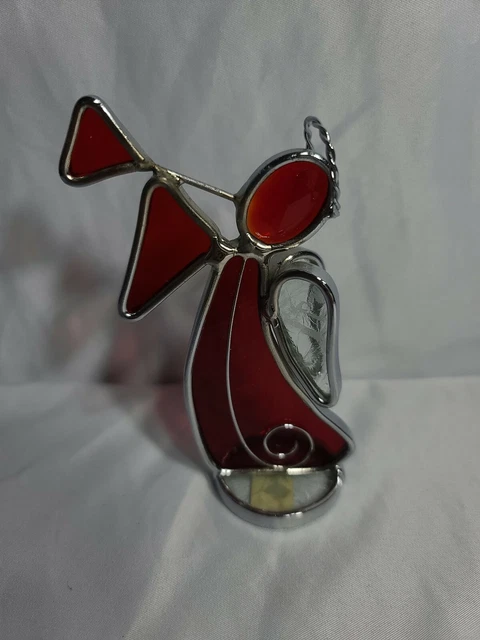 EXCELLENT 1988 Amazing Jedi Stained Glass Art Angel 4 1/2" tall