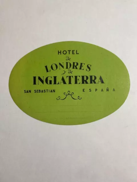 Vintage Hotel Londres Inglaterra San Sabastian 1940s-1960s Luggage Label Decal