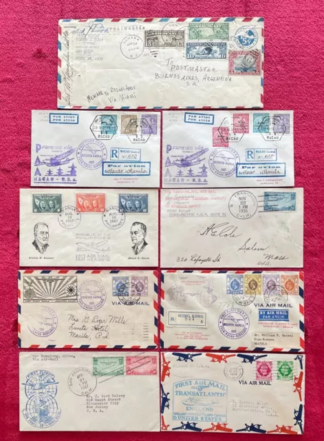FIRST FLIGHT COVER COLLECTION - 1930 to 1947 FOREIGN & DOMESTIC 9 COVERS