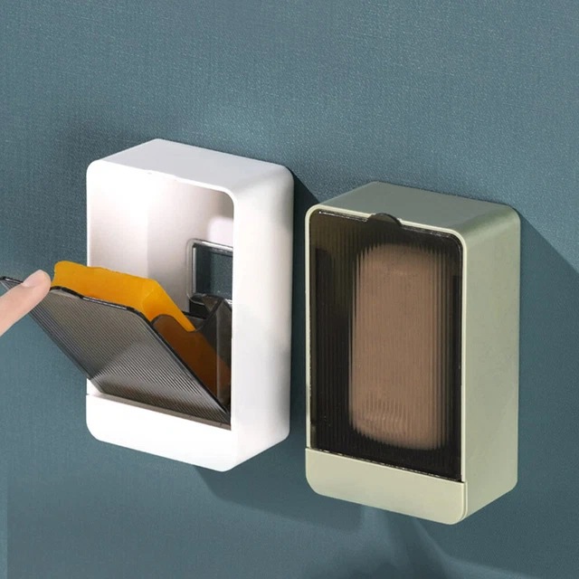 Wall-mounted Soap Dish Holder Storage Case Bathroom Bath Shower Rack with Lid
