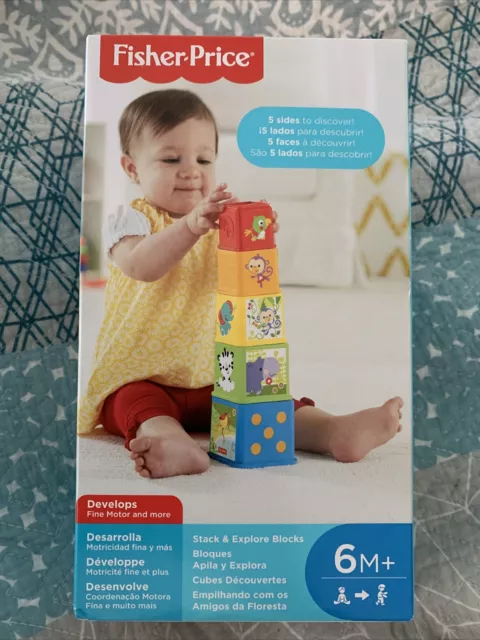 Fisher Price Stack and Explore Blocks for 6M+ Hand-Eye Coordination FMS (baby4)