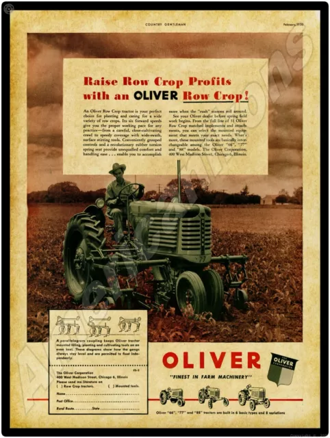 Oliver Tractors New Metal Sign: Model 77 Row Crop Tractor  -  Chicago, Illinois