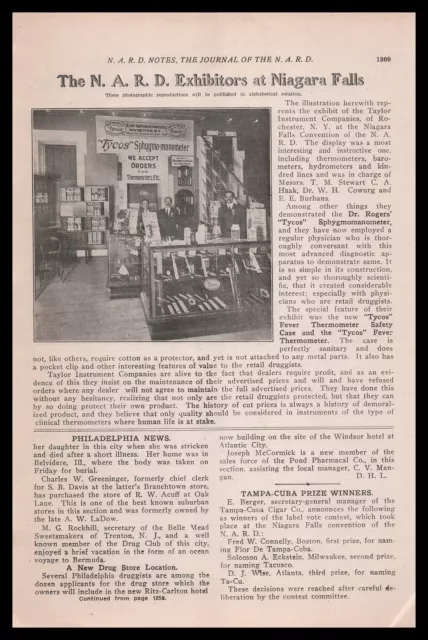 1912 Tycos Fever Thermometer Rochester NY Drug Exhibit Photo & Article Print Ad