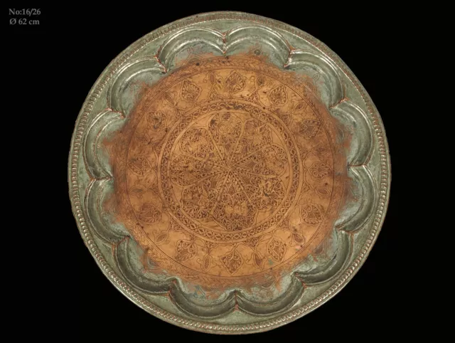 62 Ø antik orient osmanische Kupfer Tablett teetisch antique copper tray 16-26