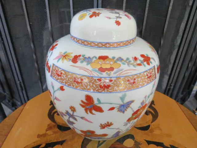 Vintage Limoges Bernardaud B&C Pondichery Large Porcelain Covered Jar Pot Urn