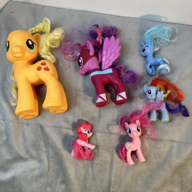 My Little Pony Lot Of 7 Assorted Sizes Peach Blue Pink