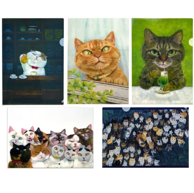 Machida Naoko Plastic File Folders Set of 5 Cat Kitten 31cm x 22cm