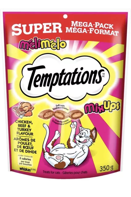 TEMPTATIONS Mix-Ups Cat Treats Beef, Chicken, Turkey 350g Pouch