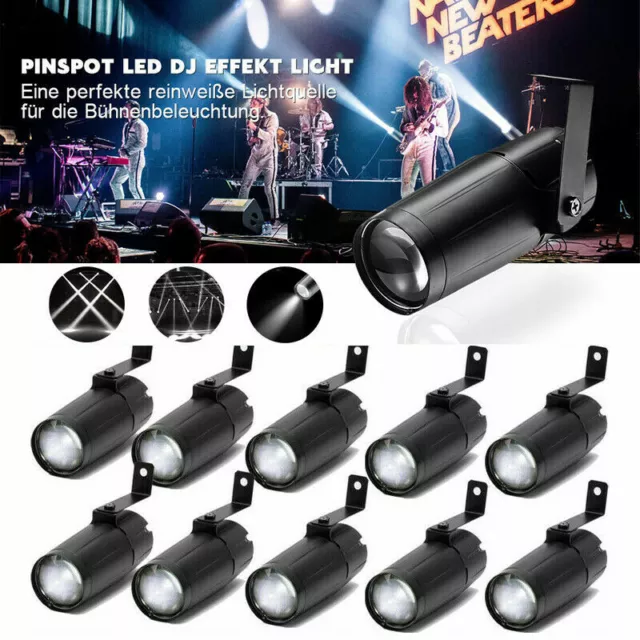 8X LED Pinspot Punktstrahler Spiegekugel Spot Licht Disco Party Bühnenlicht Weiß