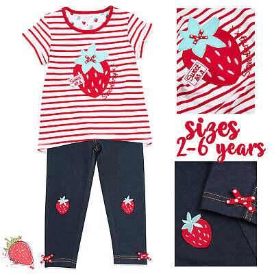 Kids Girls Summer Striped Fruit Outfit T Shirt and Pants Trousers 2 Pieces Set
