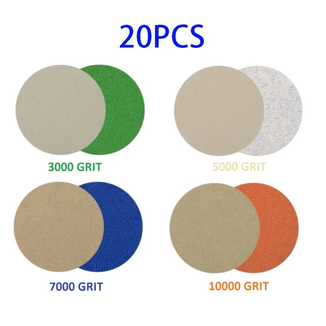 Rebanadas de papel de lija Premium WetDry 4 pulgadas 3000 5000 7000 10000 grano 20-te