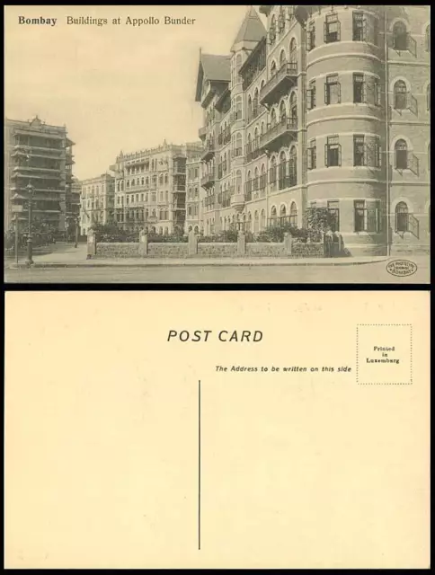 India Old Postcard Buildings at APPOLLO BUNDER Bombay Street Scene Phototype Co.