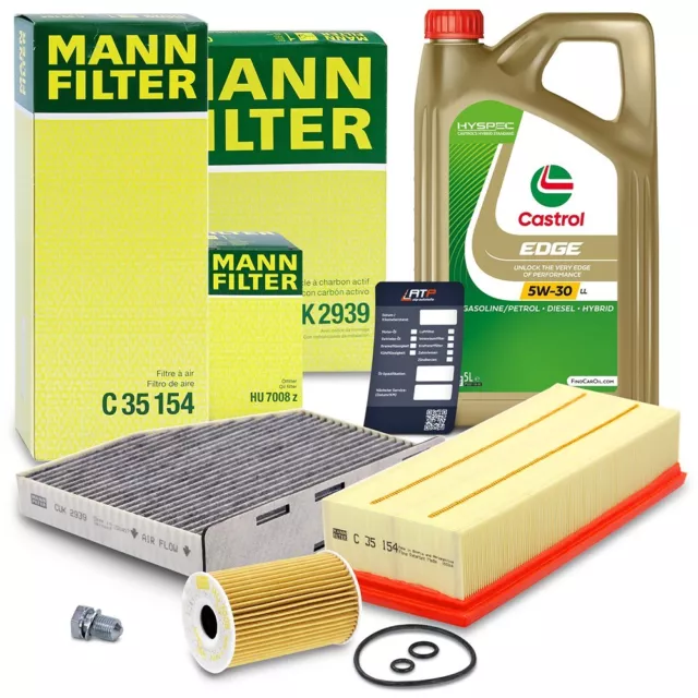 Mann-Filter Kit Révision + 5L Huile Moteur Castrol 5W-30 Ll 32092321