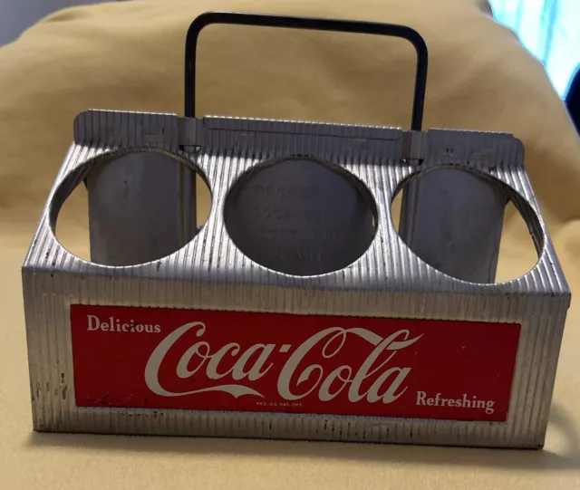 Vintage 1950'S Coca Cola Coke Aluminum / Metal 6 Pack Carrier Holder Adj Handle