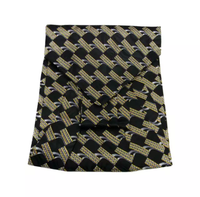 Ascot Seta Stampata Fondo Nero Dis Grigi Grigio Foulard Soie Cashe Col