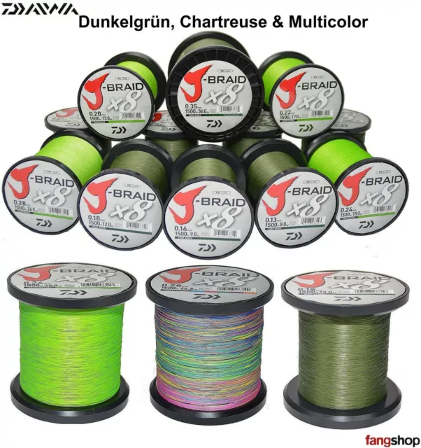 0,0784€/m Daiwa J-Braid grün chartreuse 0,06mm-0,56mm ab 50m geflochtene Schnur