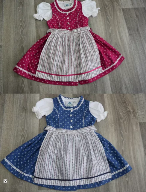 Kinder Dirndl mit Bluse und Schürze 3ltg. pink o. blau  Isar Trachten Teenager