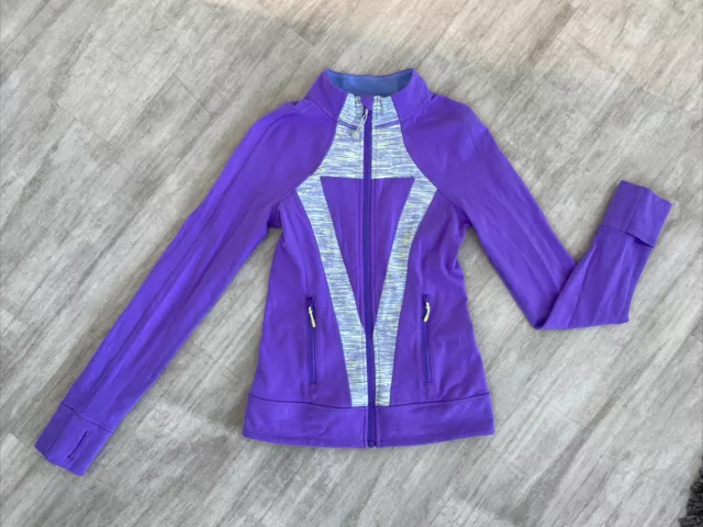 Girls Ivivva Lululemon Full Zip Jacket Sweatshirt Purple Stretch VGUC Size 12