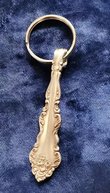 VIntage Floral Silverplate Silverware Keychain Fob Key Ring Holmes & Edwards XIV