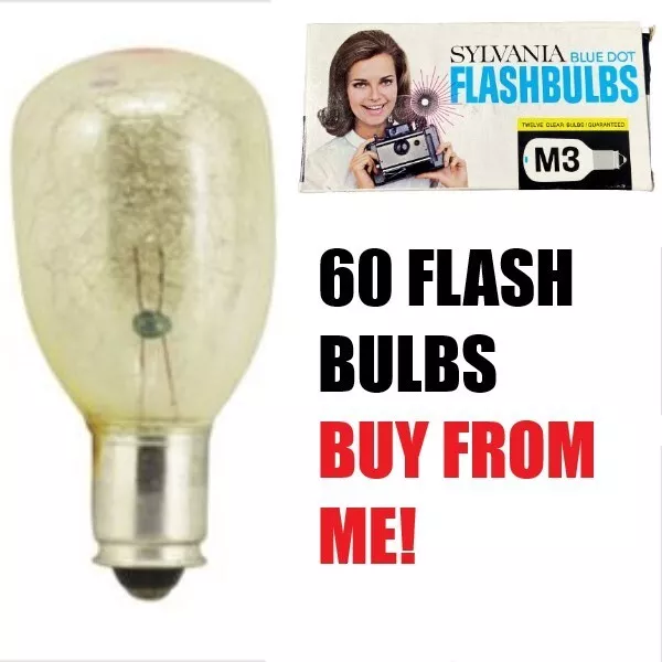 60-PK M3 Flash Bulbs VINTAGE GE Sylvania FLASHBULBS! NEW LOT SYLVANIA 91258