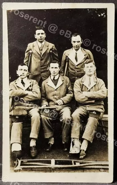 WW1 Wounded Soldiers with Crunches inc Gordons,Tank Corps & Lancs Real Photo PPC