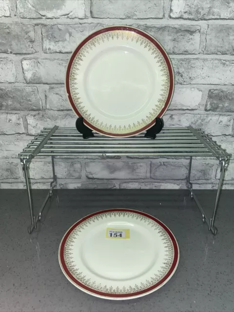 2x VTG Myott Royalty Red & Gold Border 9” Luncheon Breakfast Or Salad Plates