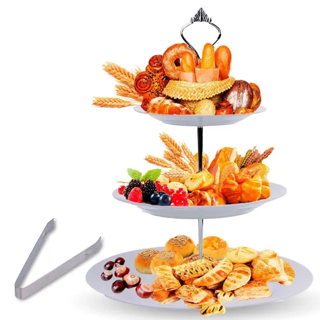 3 Tier Serving Tray Stand – Round Cupcake Dessert Party Platter with BONUS Servi