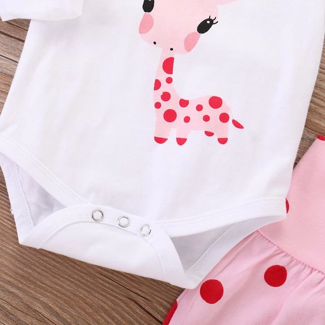 T-shirt 3 pz vestiti neonata bambina a pois top + pantaloni + cappello set abiti di Natale 5