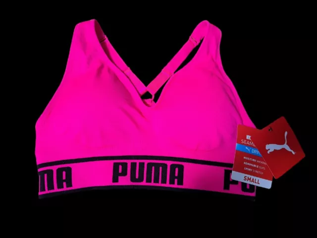 NWT Puma Women's Seamless Sports Bra 2 Pack Pink/White Large $60 9A126