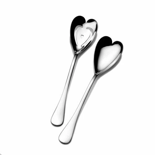 Juego de 2 cucharas para servir de acero inoxidable Towle Irresistible Collection nuevo en caja corazón