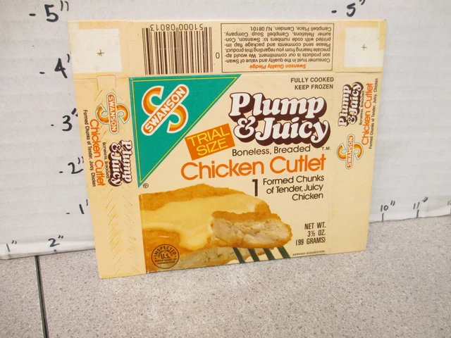 SWANSON 1980s breaded CHICKEN Cutlet NUGGET TV dinner frozen food box TRIAL size