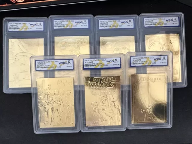 Star Wars - 1996 Score Board - 23kt Gold (Gem-Mint 10s) - Complete Set of 7.