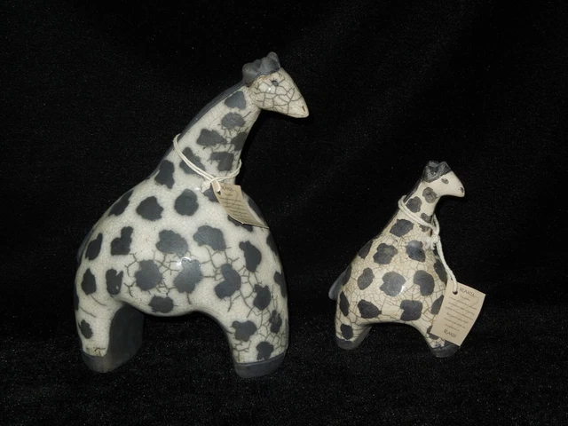 RAKU Crazy Clay Gerhard de Beer Giraffes South Africa Studio Pottery Hand Made