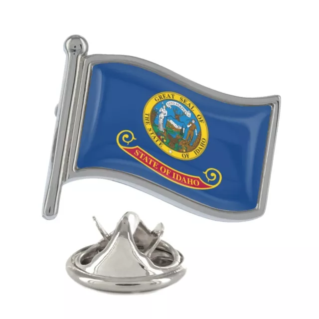 Idaho Flag Silver Lapel Pin Badge