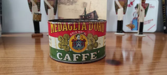 Scatola Di Latta Medaglia D'oro Caffè New Jersey Vintage Pubblicità diametro 13