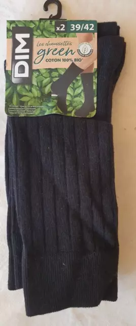 2 paires de chaussettes green coton bio noires neuves 39/42 Dim (g)