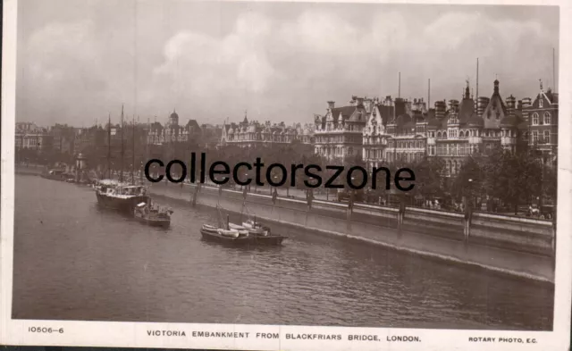 1911 London Victoria Embankment Boats Real Photo Postcard Posted