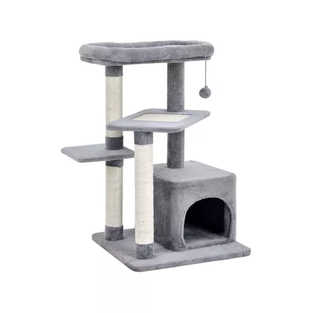 Arbre à Chat 85 CM avec Condo et Poteaux en Sisal Tour à Chat à 4 Niveaux avec