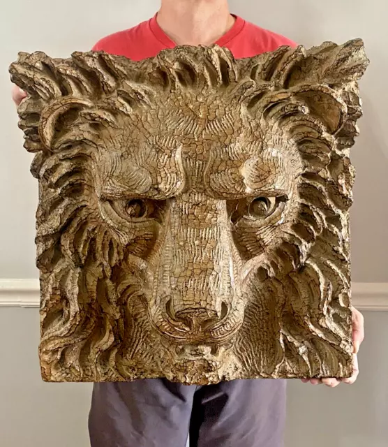 Large Lion Head Bust Sculpture Hanging Wall Décor Art 3D