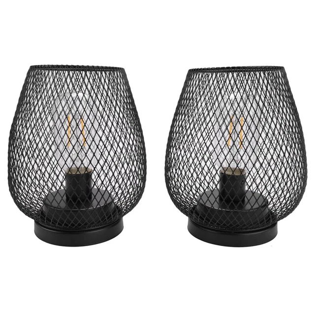 Lampe de Table à Cage en MéTal, Lampe D'Appoint Sans Fil avec Lampes à Batt4362